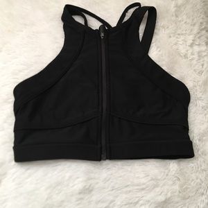 Zip Front Caged Back Sports Bra